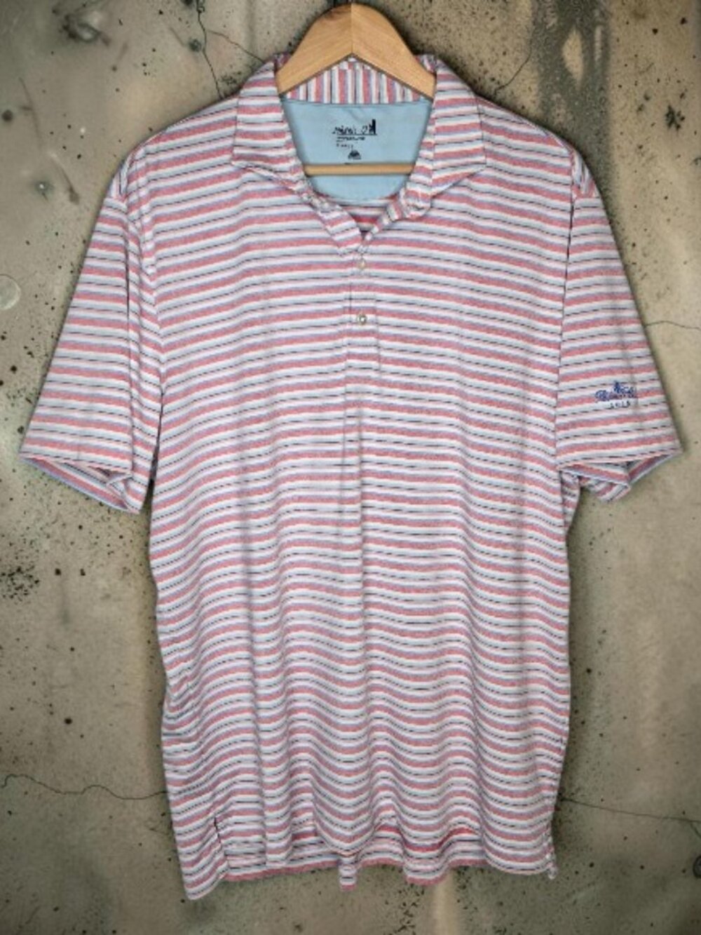 Johnnie O Mens Prep-Formance Striped Jersey Performance Golf Polo Shirt XL